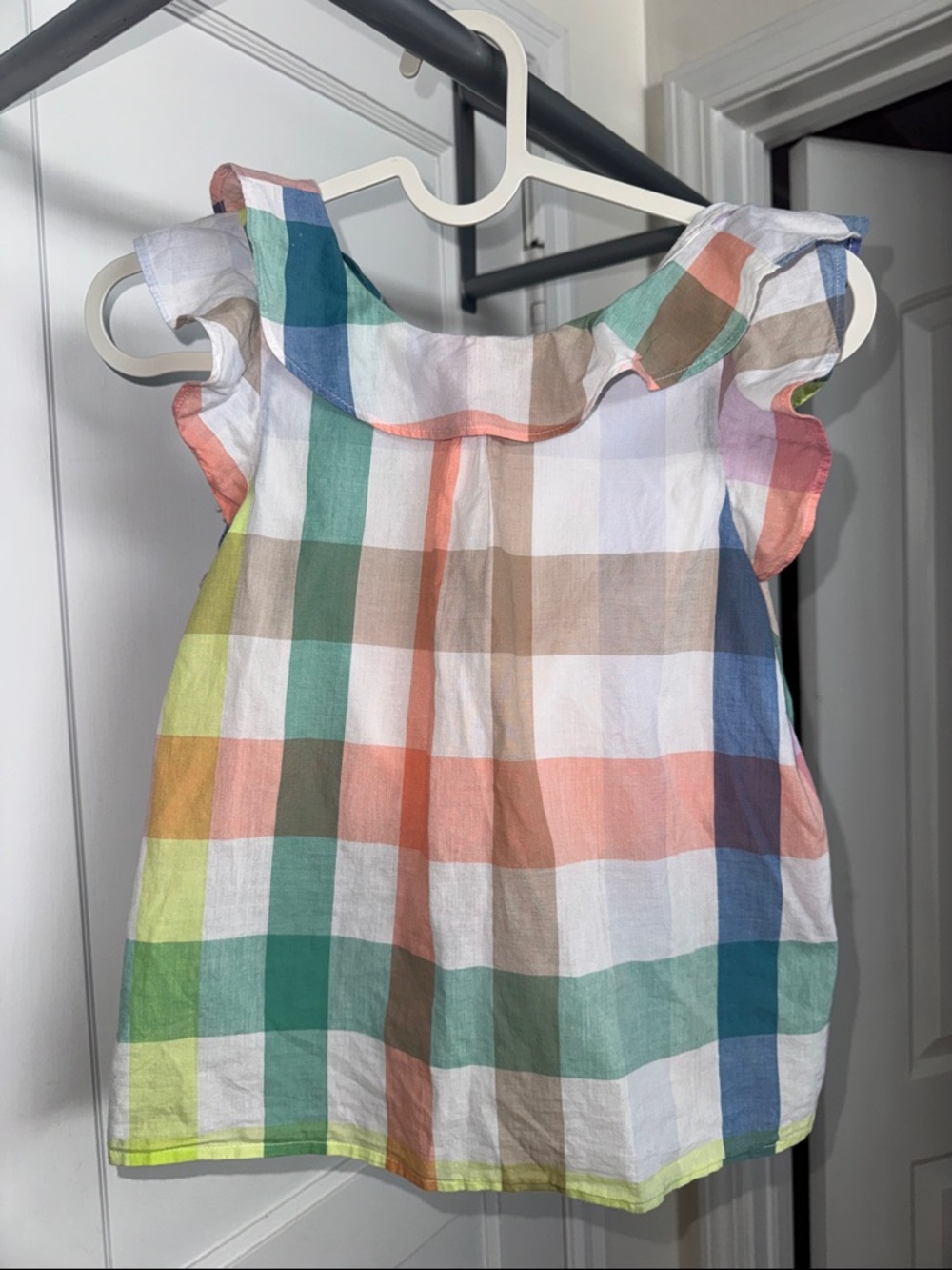 Crewcuts Multicolor Plaid Ruffle Sleeve Top